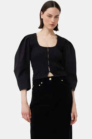 Ganni Cotton Poplin Smock Blouse