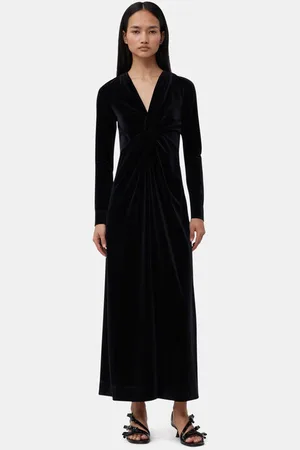 Ganni Velvet Jersey Twist Long Dress
