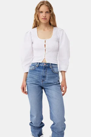 Ganni White Cotton Poplin Smock Blouse