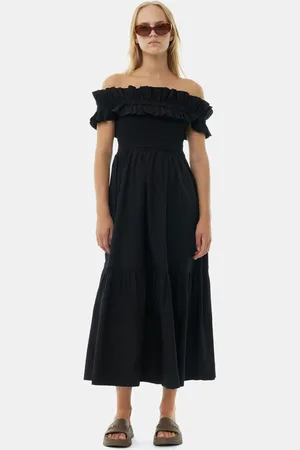 Ganni Cotton Poplin Long Smock Dress