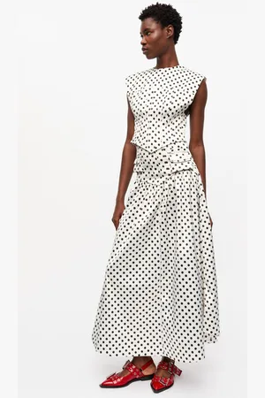 Ganni Polka-dot Double Satin Long Pocket Skirt