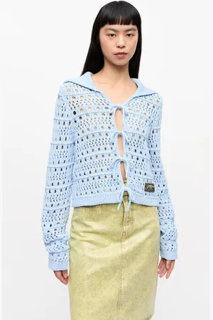 Ganni Blue Tie String Cardigan