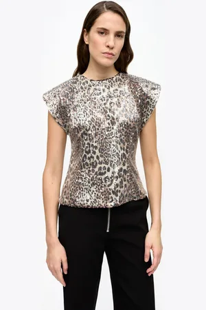Ganni Printed Stretch Sequins Blouse