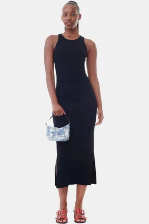 Ganni Soft Cotton Rib Tank Top Long Dress