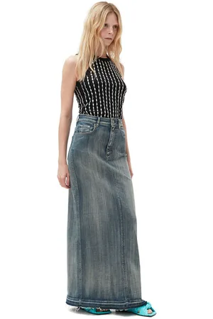 Ganni Tint Edge Denim Maxi Skirt