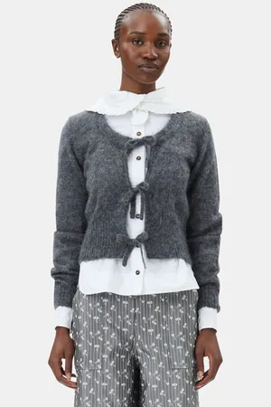 Ganni Grey Light Mohair Tie String Cardigan