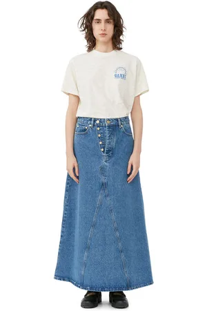 Ganni Overdyed Cutline Denim Maxi Skirt