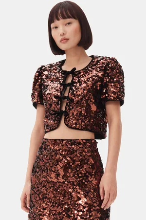 Ganni Brown Sequins Blouse