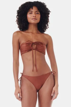 Ganni Brown Open Bandeau Bikini Top