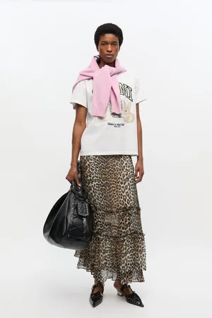 Ganni Print Long Chiffon Ruffle Skirt