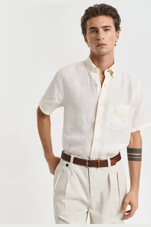 GANT Men Regular Fit Garment-Dyed Linen Short Sleeve Shirt (M)
