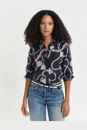 GANT Women Regular Fit Sailing Print Cotton Silk Shirt (34)