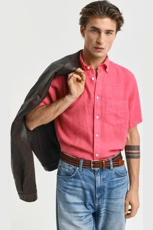 GANT Men Regular Fit Garment-Dyed Linen Short Sleeve Shirt (S)