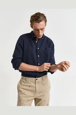 GANT Men Regular Fit Garment-Dyed Linen Shirt (M)