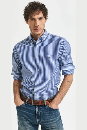 GANT Men Regular Fit Classic Striped Poplin Shirt (S)