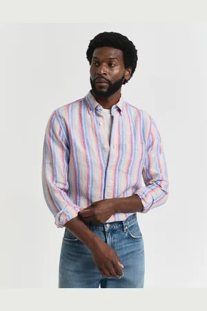GANT Men Regular Fit Multi Striped Linen Shirt (S)