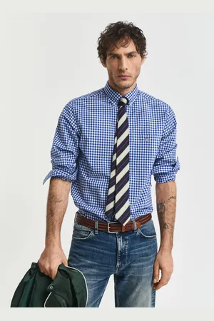 GANT Men Regular Fit Classic Gingham Poplin Shirt (S)