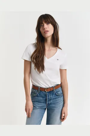 GANT Women Shield V-Neck T-Shirt (XS)