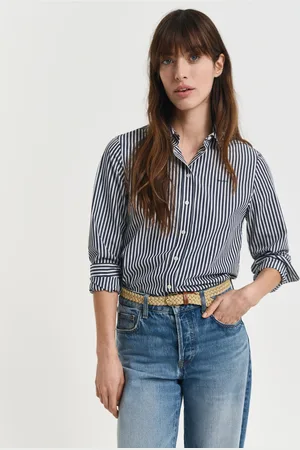 GANT Women Regular Fit Striped Poplin Shirt (32)