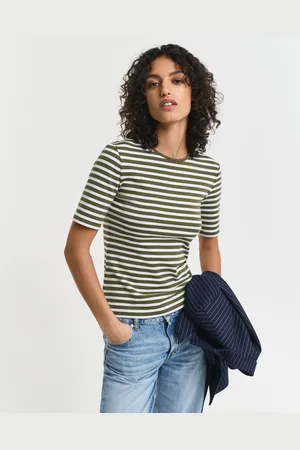 GANT Women Striped Ribbed T-Shirt (XS)