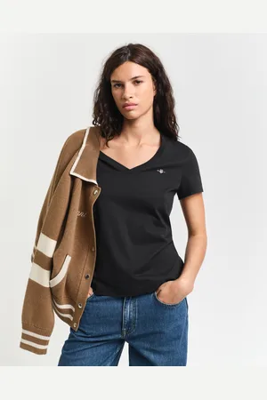 GANT Women Shield V-Neck T-Shirt (XS)