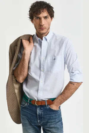 GANT Men Regular Fit Classic Gingham Poplin Shirt (S)