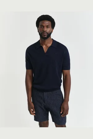 GANT Men Linen Blend Short Sleeve Polo Sweater (S)