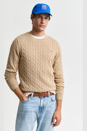 GANT Men Cotton Cable Knit Crew Neck Sweater (S)