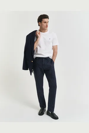 GANT Men Relaxed Fit Pinstriped Linen Pants (S)