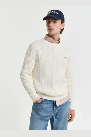 GANT Men Cotton Cable Knit Crew Neck Sweater (XS)