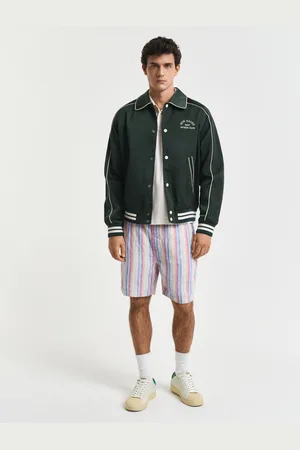 GANT Men Regular Fit Multi Striped Linen Shorts (S)