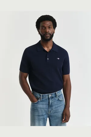 GANT Men Textured Cotton Polo Shirt (S)