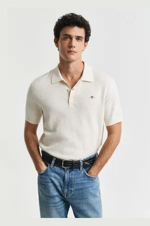 GANT Men Textured Cotton Polo Shirt (S)