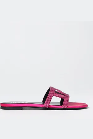 VERSACE Sliders in satin and suede