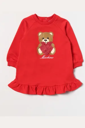 Moschino Kids teddy bear-pattern jacquard dress - Pink