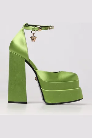 VERSACE Medusa Aevitas satin décolléte with platform with charm