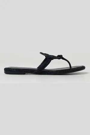 Tory Burch Miller flip flops in suede with rhinestones