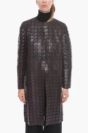 Bottega Veneta Knitted Leather SATINE Coat with Drawstring
