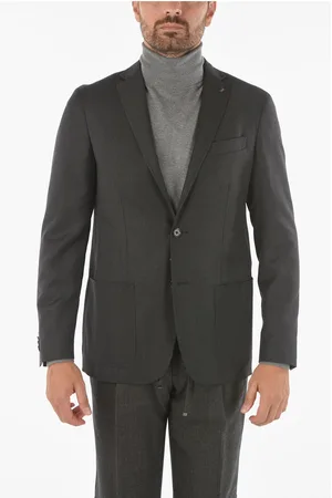 corneliani CC COLLECTION Virgin Wool RIGHT Blazer with Iconic Beetle Br