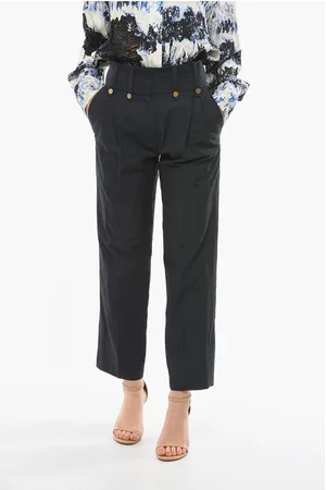 EUDON CHOI Linen and Virgin Wool DOLORES Single Pleat Pants with Golden