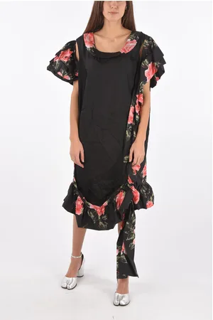 Maison Margiela MM0 floral-printend silk maxi dress with cold shoulder