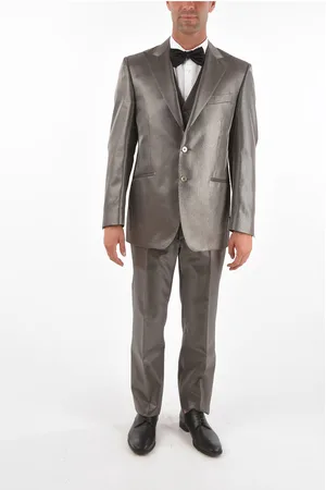 corneliani Lurex 3-piece Waistcoat Suit with Peak Lapel