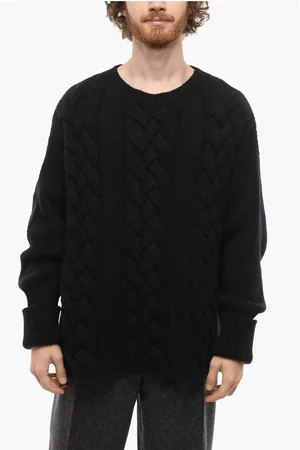 RAMAEL Crew Neck Mohair Blend Aran Pullover