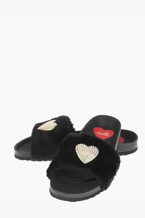 Moschino LOVE faux fur detail BIRKI30 slides