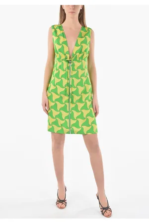 Bottega Veneta Plunging Neckline Wavy Patterened PARACHUTE Mini Dress