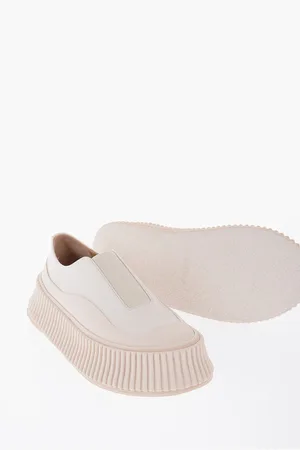 Jil Sander Leather Slip-On Sneakers With Platform Sole