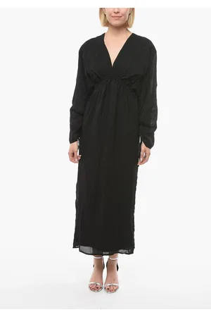 Herskind Checked RYAN Maxi Dress with billowing Sleeve and V-Neck