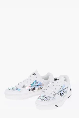 John Galliano Faux Leather Low-Top Sneakers with Iridescent Details