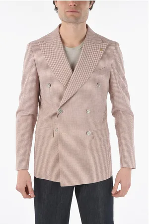 corneliani CC COLLECTION Gingham Checkered Double Breasted Jacket