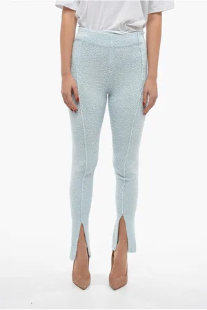 ROTATE Terry-Cotton ALICIANA Flared Pants with Ankle Split